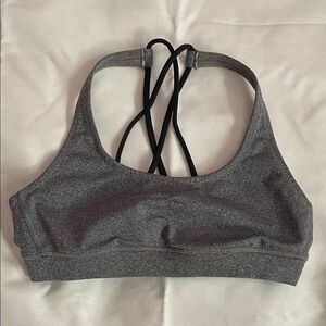 Aerie Gray Sports Bra with Black Straps